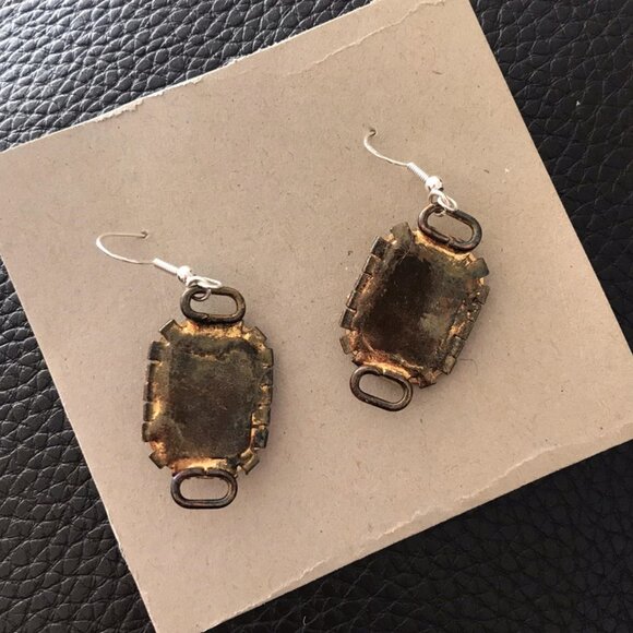 Vintage Crimson Red Jewels Dangle Hook Earrings - Picture 3 of 3